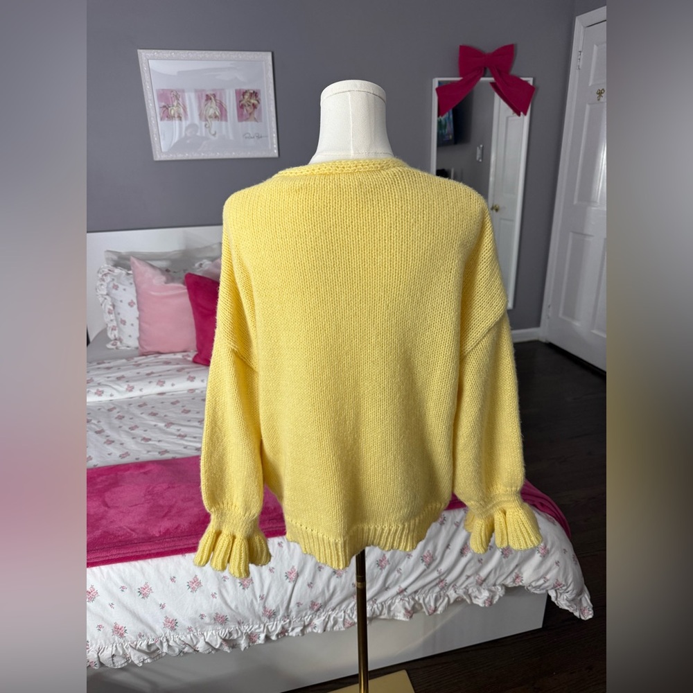 Yellow Ruffle Tie-Front Sweater - Picture 3 of 3